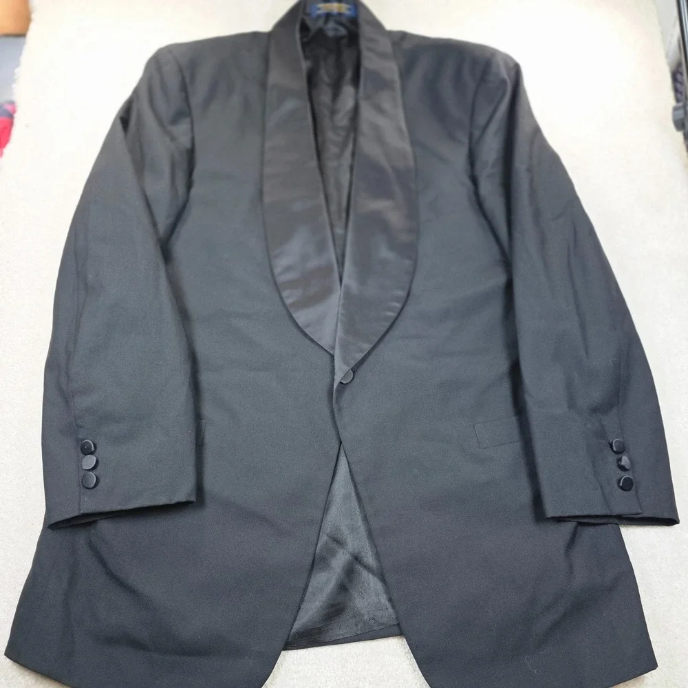 Brooks Brothers USA Union Made Black Tuxedo Jacket Shawl Lapel Wool 43 Chest